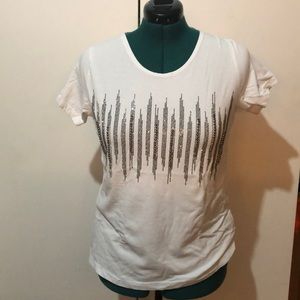 Beaded and bedazzled white shirt